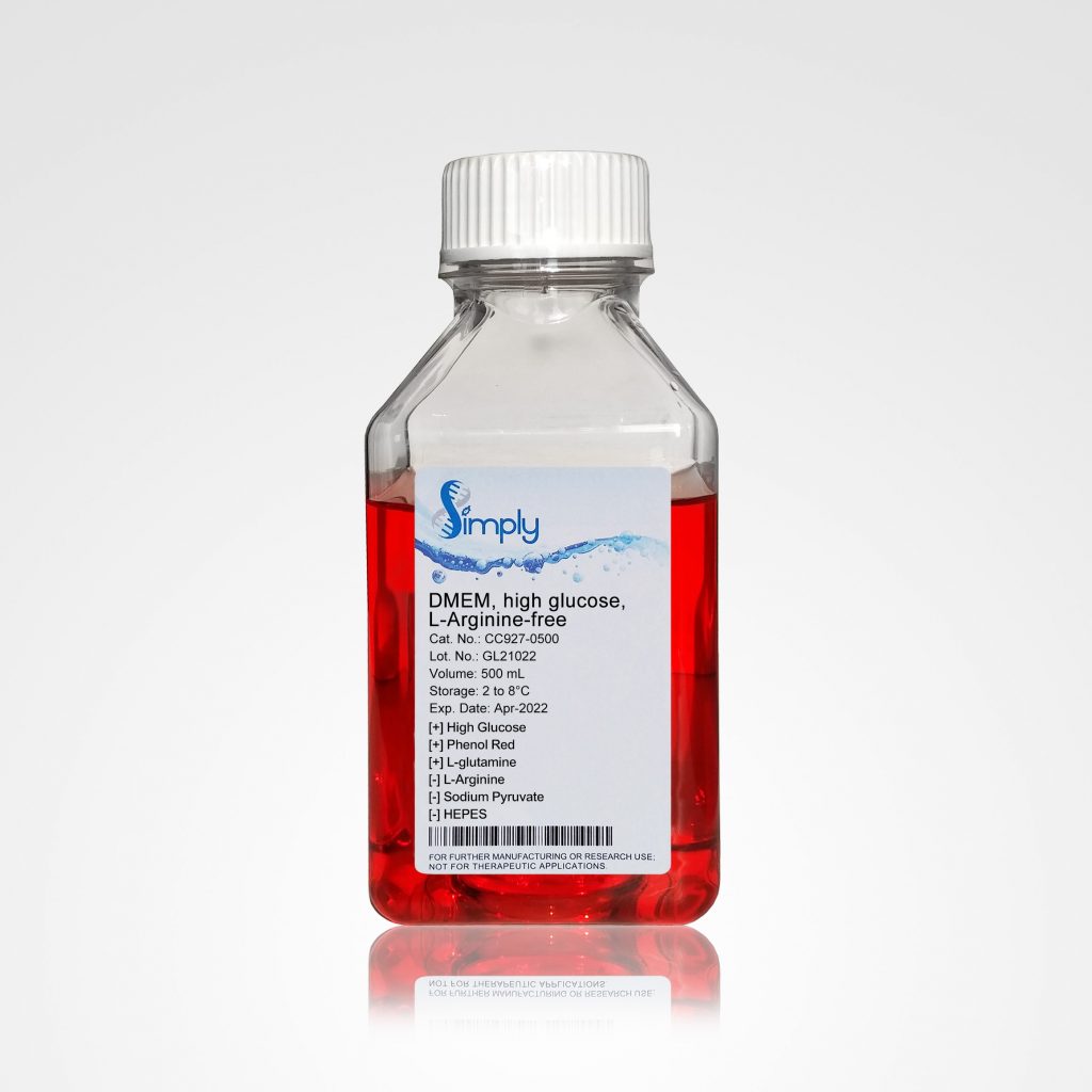 DMEM High Glucose, HEPES, no L-Glutamine, no sodium pyruvate (500 mL)