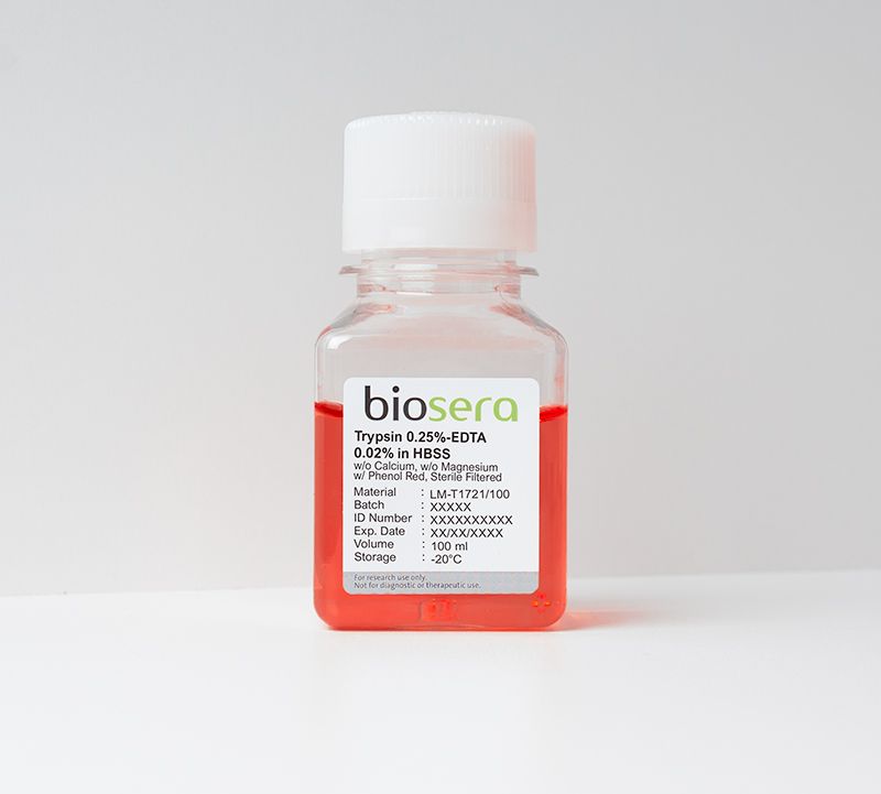 0.25% Trypsin-EDTA (Soluble in PBS, Phenol Red) (100 mL)