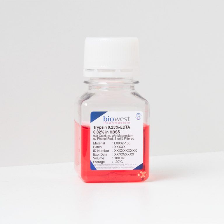 0.25% Trypsin (Soluble in D-Hank’s, no EDTA, no Phenol Red) (100 mL)